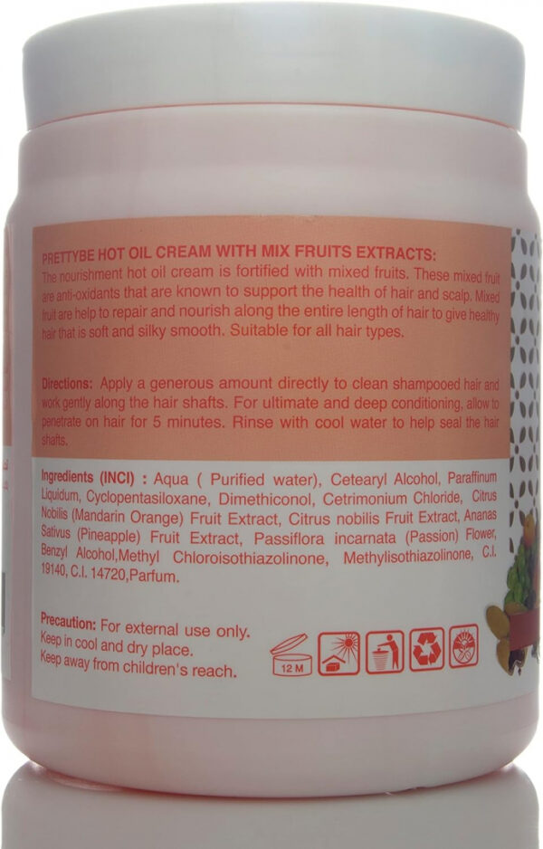 Pretty Be Hot Oil Hair Cream with Mixed Fruits Extracts, Suitable for All Hair Types - 1000Ml